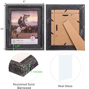 Rustic Barnwood Picture Frames 5x7 - Set of 2 - Natural Reclaimed Wood Real Glass - Handcrafted Vintage Distressed, 1 3/4" Frame Width Rustic Barnwood Picture Frames 5×7 Set of 2 Natural Reclaimed Wood Real Glass Handcrafted Vintage Distressed 1 34 Frame Width