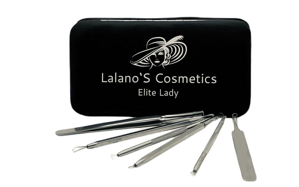 Lalano`S Cosmetics Mitesserentferner Gesichtsreinigung Porenreiniger Beauty Kosmetik, Maniküre Pediküre Set, 7-tlg., Anti Aging, Pickel, Akne und Mitesser