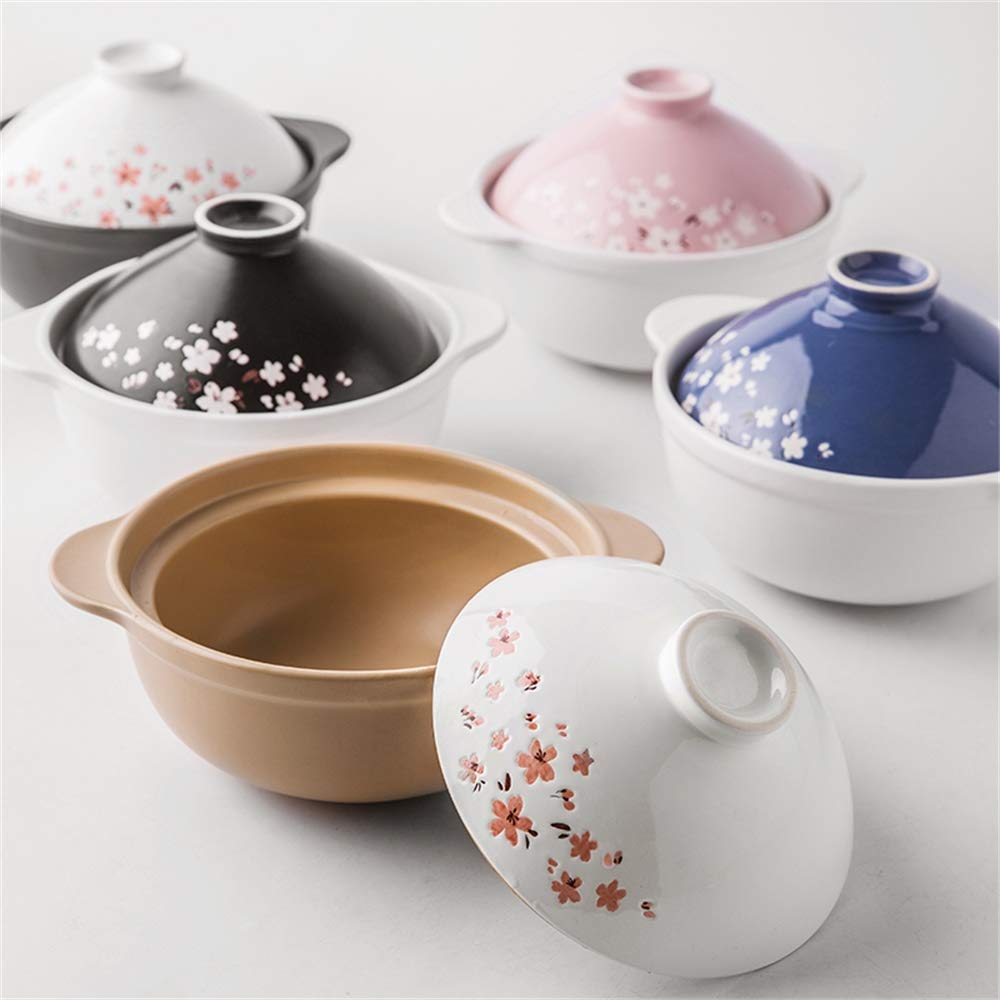 Sakura Keramik Auflauf Steintopf Mit Deckel Haushaltssuppe Eintopf Eintopf Reis Nudel Topf Dampfer Kochen Instant Nudeln Topf Risotto 7 Zoll (Farbe: E)