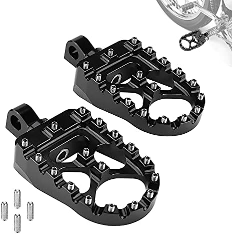 KEMIMOTO CNC Wide Fat Foot Pegs for Dyna Sportster FLFB FLSTF Iron 883 Softail Street Glide, 360° Rotating MX Chopper Bobber Style Motorcycle Footpegs Black