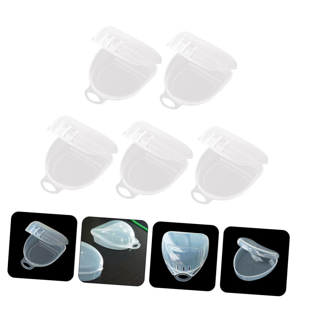 5pcs Sports Boxing Mouth Guard Storage Boxes with Lid, Compact Tooth Guard Containers for Orthodontic Retainer and Denture Care, Sturdy Tooth Holder Cases for Travel and Training