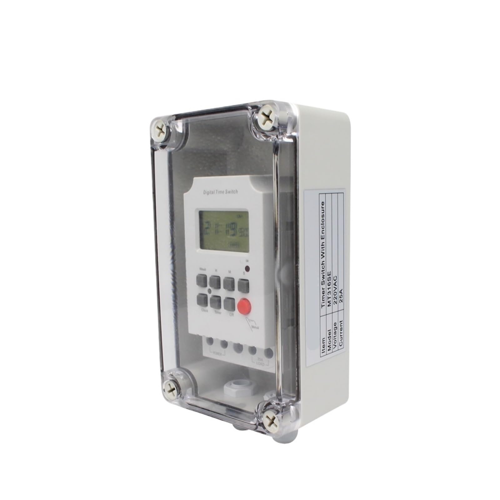 DEBLAN 220V 25A MT316SE Segundo Interruptor de Temporizador Digital programable a Prueba de Lluvia for Exteriores con IP66 a Prueba de Agua