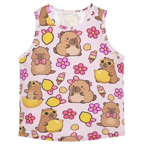 Boys' Tank Top Shirt Capybara Lemon Flower Pattern Sleeveless T-Shirts