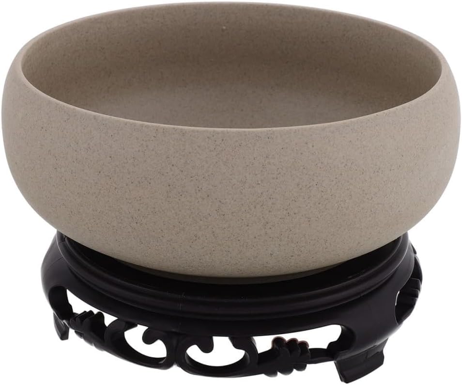 Ceramic Bowl, Hydroponic Planter Water Lily Bowl with Stand Ceramic Lotus Planter for Lotus Flowers Decorative Garden Flower Pot Container