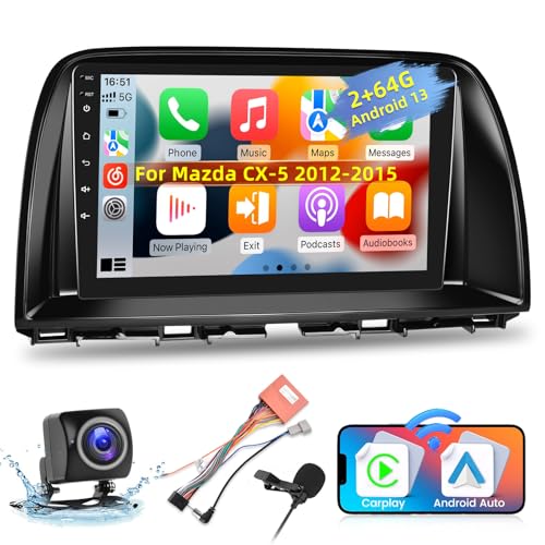 [2+64G] for Mazda CX-5 2012-2015 Car Radio with Wireless Carplay and Android Auto - 9 Inch Touch Screen Android Car Stereo - DSP/Multiple UI/WiFi/GPS Navi/SWC + AHD Backup Camera