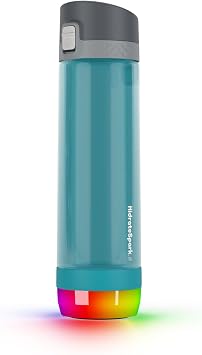 Hidrate Spark PRO Lite Bundle Smart Water Bottle - Tracks Water Intake & Glows to Remind You to Stay Hydrated, Chug & Straw lid, 24oz Sea Glass