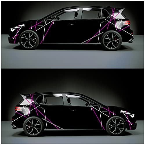 Auto Streifen Dekor Folien zweifarbig Zierstreifen 10m Länge 15mm Breite Dekorstreifen für Kfz Motorrad Boot Modellbau Zubehör Klebestreifen Rallystreifen (10 Neon Pink/Weiß)