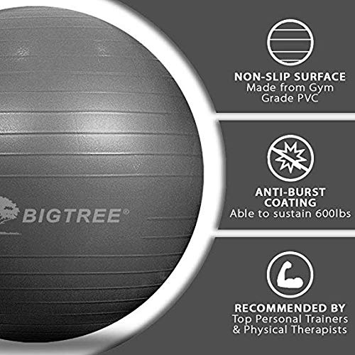 Foto von BIGTREE Gymnastikball Anti-Burst Sitzball für Yoga Exercise Fitness Yoga Core (Silber, 55cm)