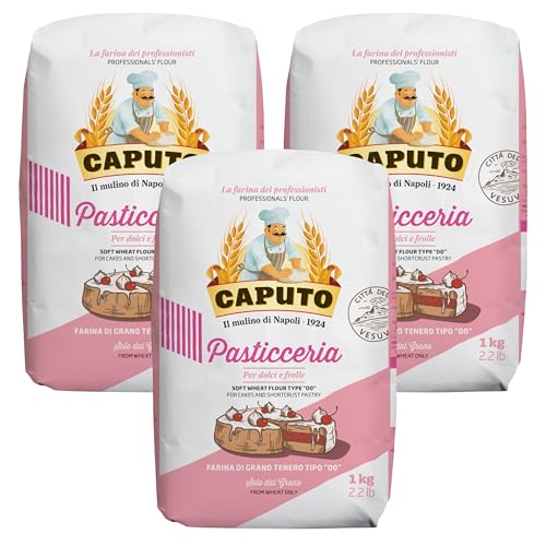 Caputo Pasticceria 1 kg – Harina de Trigo Suave Italiana para Repostería, Bizcochos y Galletas – Molino Caputo - Pack Laborawi (x3)