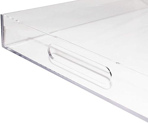 Miniatura 9 de Bandeja rectangular duradera para servir el desayuno, bandeja decorativa elegante de acrílico impermeable de 0.197 in de grosor con asas para café,