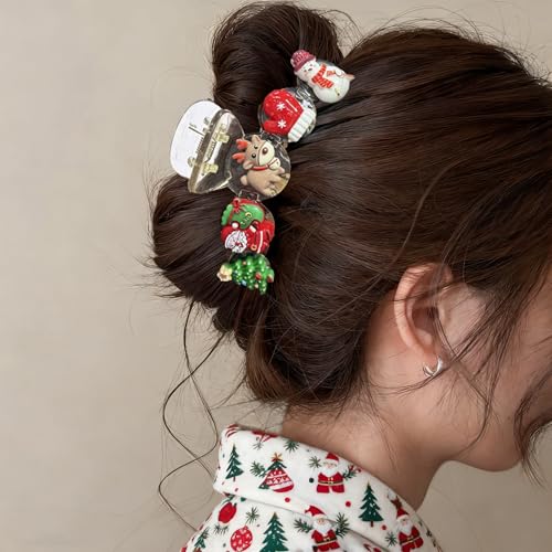 Pinza de cabello navideña de acrílico con diseño festivo miniatura 4