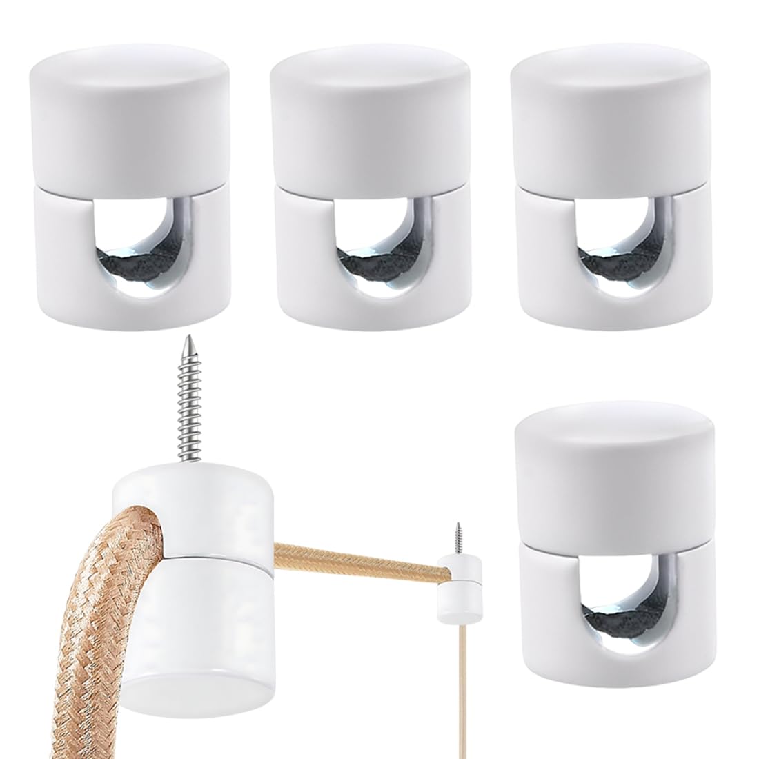 4 Pezzi Decentratore Da Parete E Soffitto Per Cavi, Gancio Da Soffitto Con Viti E Tasselli, Supporto In Superficie Per Il Tuo Progetto Fai-Da-Te,Ø15X20 Mm