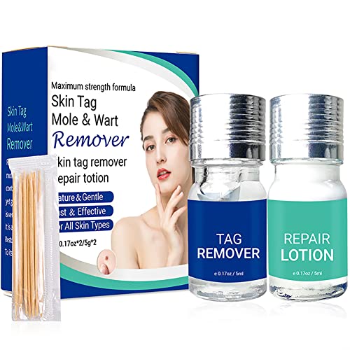 Skin Tag Removal Treatmen,Mole & Tag Corrector,Skin Tag Remover,Simple and Easy to Apply Skin Tag Remover & Mole Corrector and Repair Lotion Set