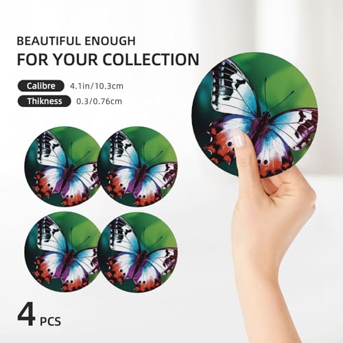 Sous-verres céramique absorbants lot de 4 papillon évite les taches d'eau sur table - 4