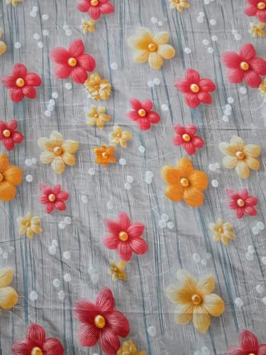 Image of RUMPS 380 TC Premium Heavy Cotton 7D Print Fast Colour Feel Elastic Fitted Floral Bedsheet King Size with 2 Pillow Covers || (Gray Flower, Fitted - 72 inchx78 inch King)