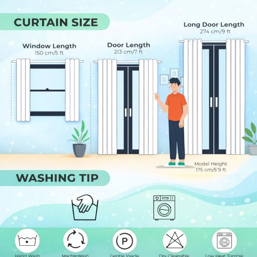 Image of 7 Feet Door Curtains Set of 2 - Semi Transparent Sheer Curtains for Living Room & Bedroom | Polyester Eyelet Curtain Panels | Modern Door & Window Curtain (Navy)