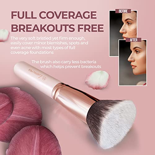 Flat Top Kabuki Foundation Brush - Premium Makeup Face Brush For Liquid, Cream, Powder - Blending, Buffing, Stippling Brush - Pro Quality Synthetic Dense Bristles #TOP4