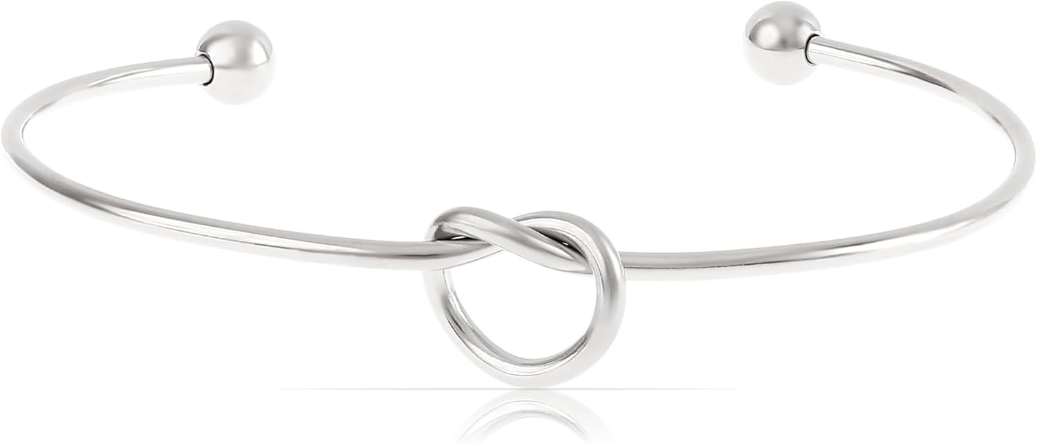 Made by Nami Heart Bangle Silver or Gold Made of Surgical Stainless Steel Braided Heart Bangle Size Adjustable Hypoallergenic Jewellery Women's Gifts for Women Best Friend Gift