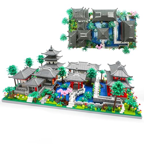Seyaom Architecture Chinoise du Jardin de Suzhou avec Blocs de Construction en Forme de Cerisier en Fleurs pour Adultes, Adolescents de 14 Ans et Plus (3888 pièces)