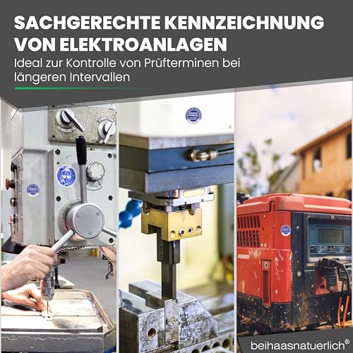 112 Stck Prüfplaketten \Nächster Prüftermin\, 20 mm Ø, Prüfetiketten nach DGUV V3, 2026-2031, Prüfaufkleber, E-Check Prüfetikett, Plakette für Elektrogeräte (112, Blau)