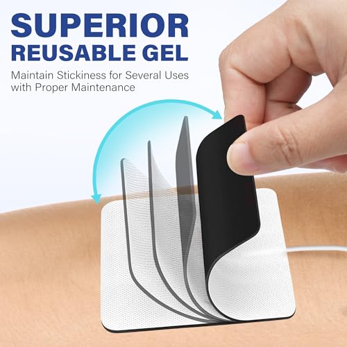 LotFancy TENS Unit Electrode Pads, 40PCS 2"x2" for EMS Muscle Stimulator Electrotherapy, Self-Adhesive Replacement, Reusable and Latex-Free - Image 6