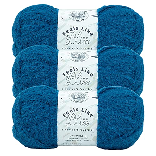Image of Lion Brand Yarn Feels Like Bliss Bulky Yarn, Classic Blue
