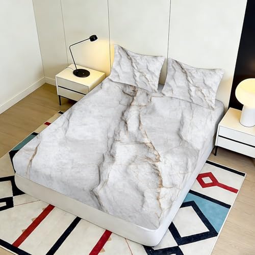 Drap-housse 3D imprimé marbre microfibre avec poche profonde 90x200 cm - 5