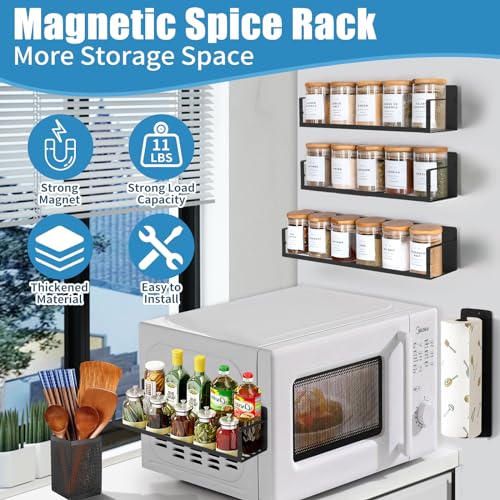 Iyebau HM5405 Magnetic Spice Racks, 7 Pack Spice Rack Carbon Steel Organizer For Refrigerator With Kitchen Utensil Holder thumb #1