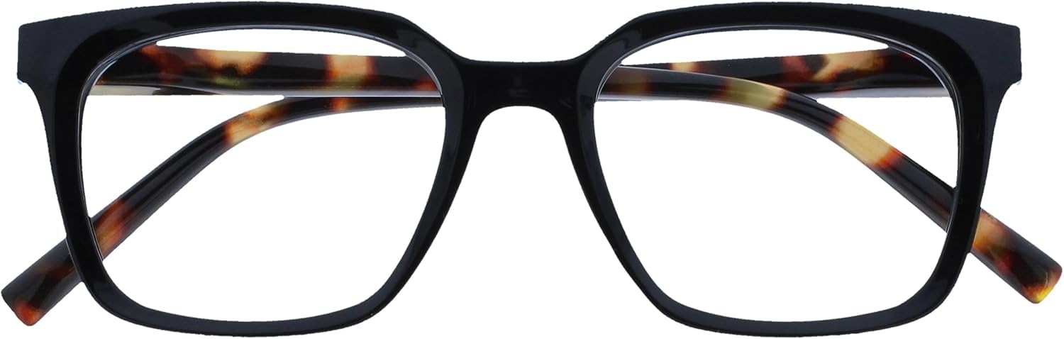 OPULIZE KOI Reading Glasses - Large Rectangular Frame - Black - Mens Womens - Spring Hinges - R50-1 - +3.50