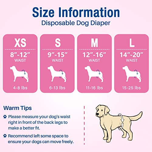 Image of Pet Soft Dog Diapers Female, Disposable Dog Diapers, Cat Diaper for Female Cats, Puppy Diaper with Adjustable Foam Tail Hole 36pcs (XS,Pink)