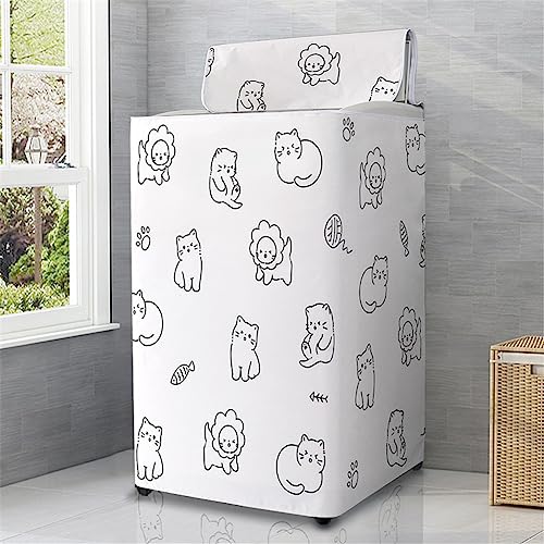 Odot Funda Lavadora de Carga Superior Funda, Lavadora Exterior Impermeable Protectora con Cremallera para Lavadora Cubierta y Secadora de Carga Superior (Estilo Tipo 7,M)