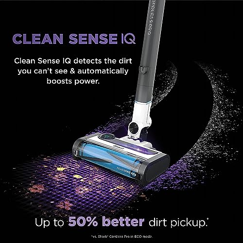 Image of Shark IZ562H Pro Cordless Vacuum with Clean Sense IQ & Odor Neutralizer, PowerFins Plus Brushroll, Includes Duster Crevice & Pet Tool, Up to 40 Minute Runtime, Light Blue, Without MultiFLEX (Renewed)