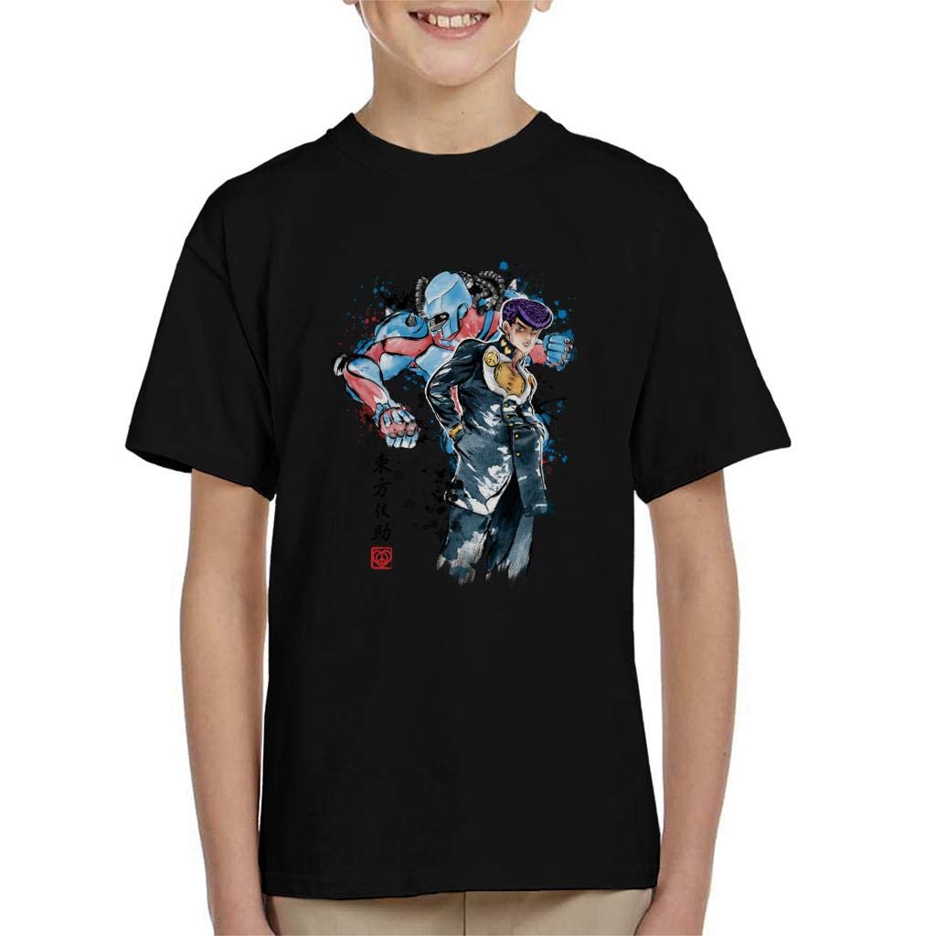 Cloud City 7 Black Josuke Higashikata Watercolour Jojos Bizarre Adventure Kid's T-Shirt