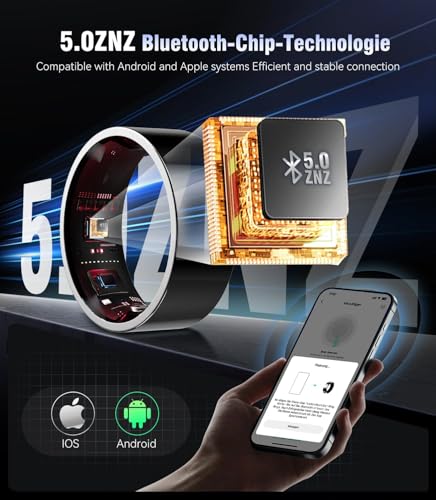 Image of 8.0 Smart Ring and Charging Case【Industry First - 0 Measurement Error】【IP68 Waterproof】 2025 Smart Ring for Women & Men for Sleep Tracking Wearable Device,Fitness Ring Black 8#