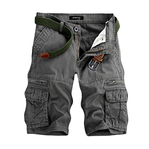 Homme Eté Cargo Shorts Pantacourt Vintage Shorts de Sport Outdoor Décontractés Shorts sans Ceinture Ba Zha Hei
