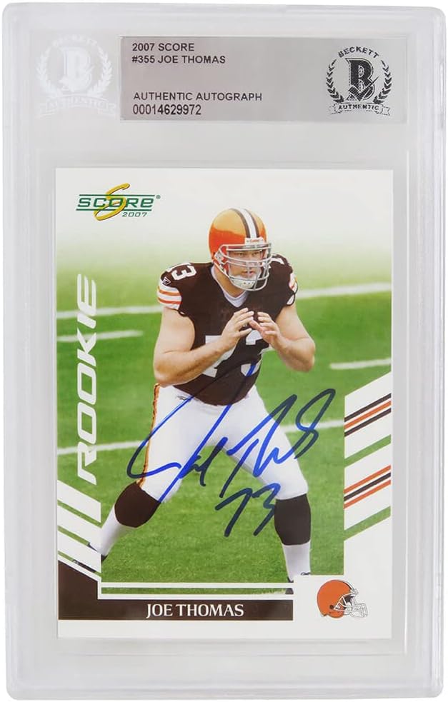 Joe Thomas Signed Browns 2007 Score Rookie Football Card #355 - (Beckett Encapsulated)