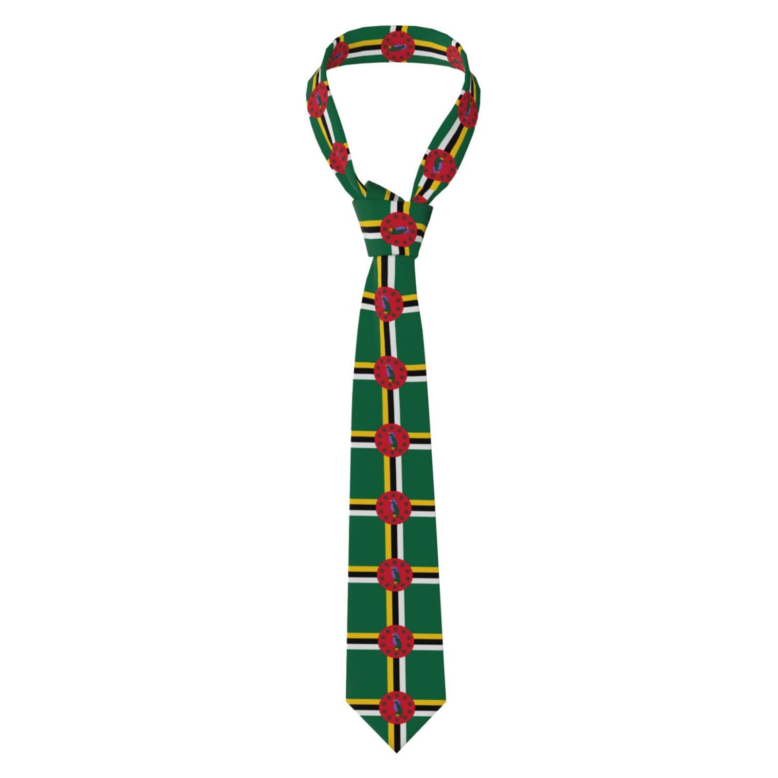 Sxzvvbn Men's Black Flag Of The Commonwealth Of Dominica Fashion Casual Tie 8Cm Silk Feel Necktie For Party Wedding Birthday Gift With Anti-Floating Loop Smooth Polyester