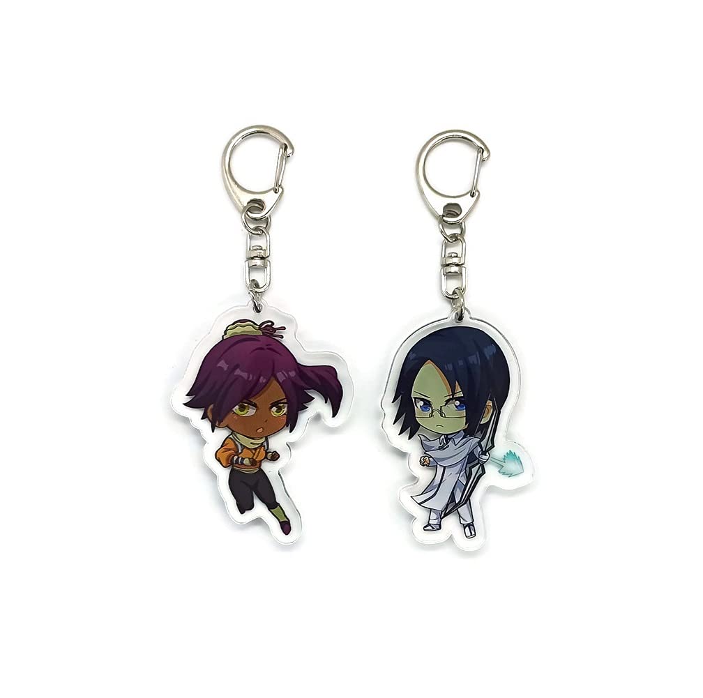 EBTY DREAMS Inc. - Set of 2 Bleac Acrylic Keychain Uryuu Ishida, Yoruichi Shihouin, Multicolored, Pendant Height: 2 inches