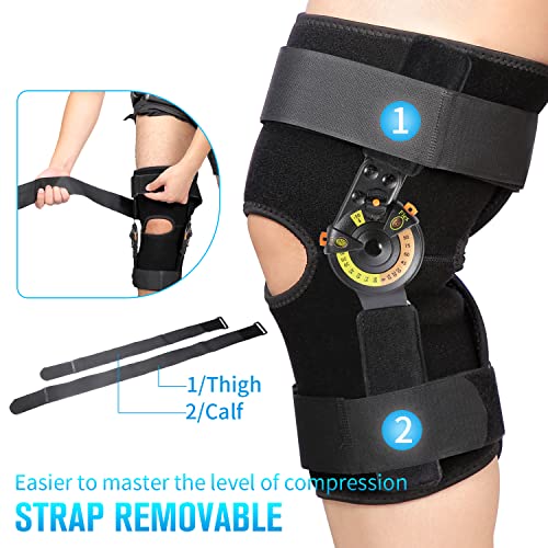 Nvorliy Hinged Orthopedic Knee Brace With Side Stabilizers, Adjustable Locking Knee Braces, Metal Knee Immobilizer Support For Post Op Recovery, Arthritis, Acl, Pcl, Meniscus Tear - Fit Men & Women (Regular) #TOP5
