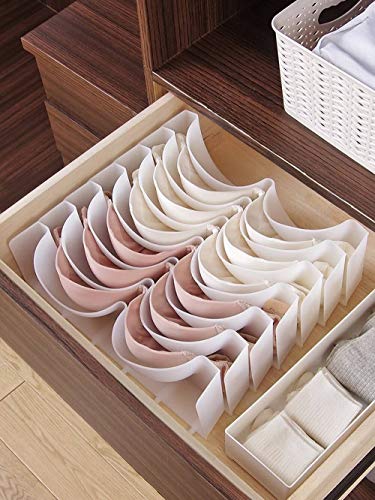 Xiao Hua Organizador de ropa interior para armario, divisor de cajones, caja de almacenamiento de plástico para sujetadores, 6 piezas/juego, color blanco