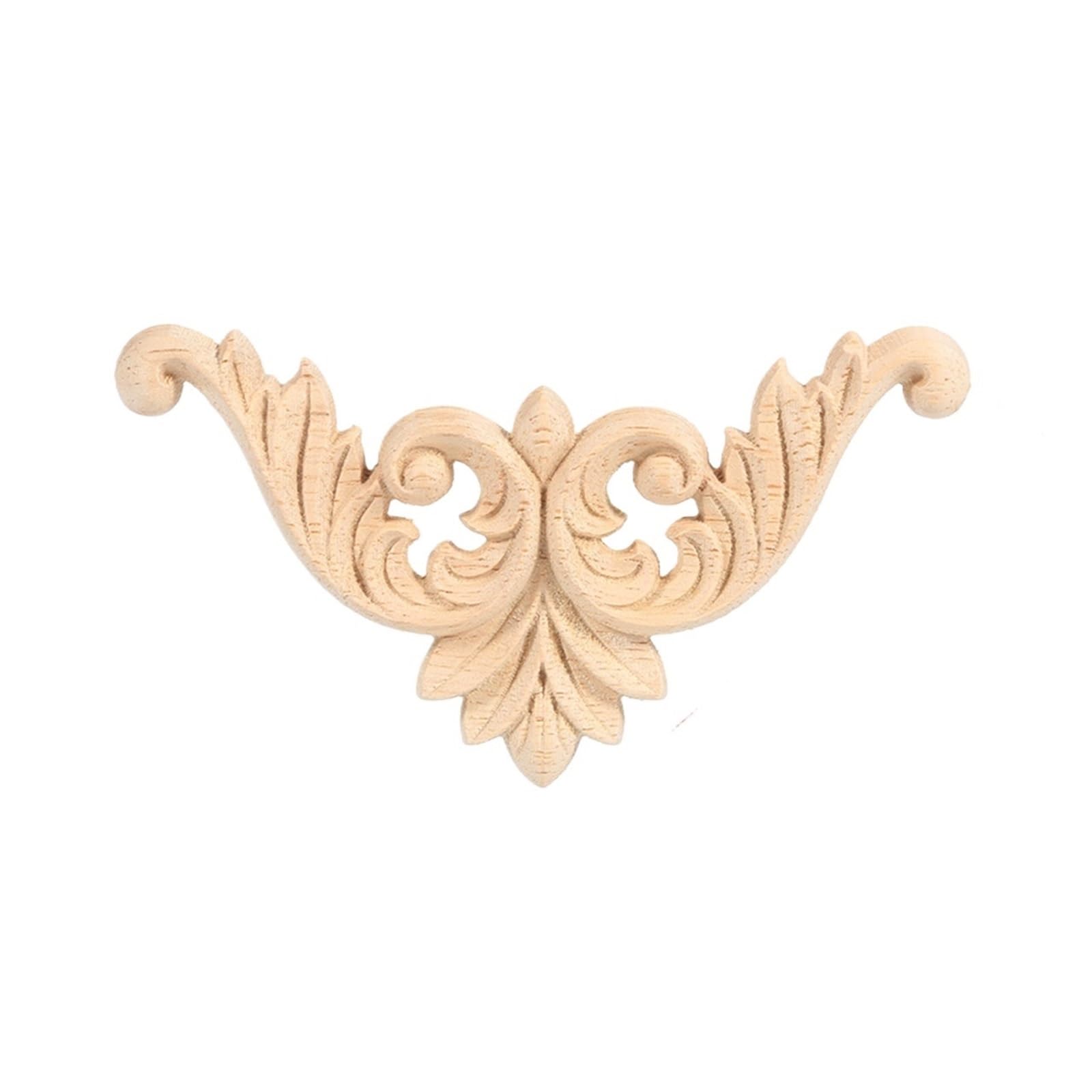 Wooden Furniture Decals Wood Carved Corners 4Pcs Flower Shape Unpainted Frame Onlay Applique Home Wall Door Furniture Woodcarving Decoration for Decoration(8x8CM)
