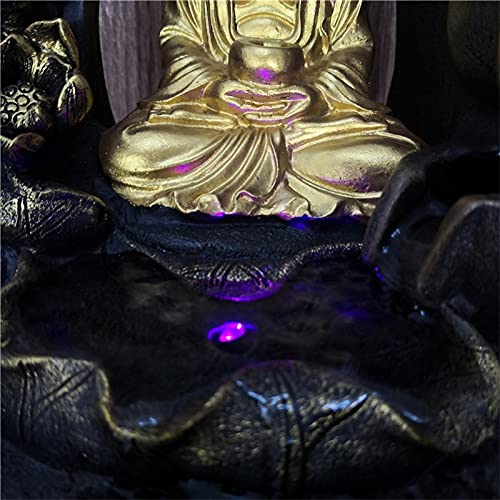 IndoorRelaxation fontanna wodospad ręcznie robiona żywica złoto buddyjska statuetka LED szczęśliwa feng shui maskotka biurko fontanny wodne kreatywne dekoracje domu akcesoria domowe fontanny