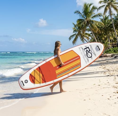Image of Roc Inflatable Stand Up Paddle Board 10' 6 inch with Premium SUP Paddle Board Accessories, Wide Stable Design, Non-Slip Comfort Deck for Youth & Adults (Golden Hour)