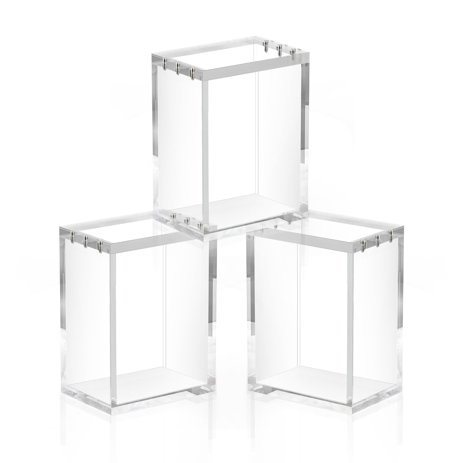 TCGPRO Acrylic Box for Booster Bundles and TCG Boxes, 5 mm Thick Stackable Protective Case with Secure Magnetic Closure, Display Storage for Card Game Packs. (3 Pieces)