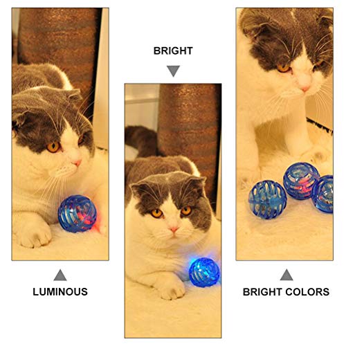 Conjunto de brinquedos de bola de sino de gato engraçado resistente à mordida luminosa para gatos de