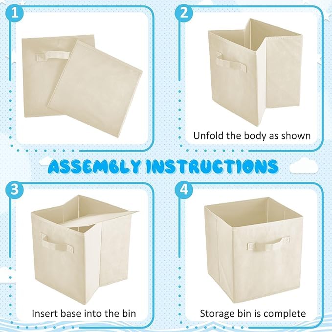 Image of RENVA 6 pcs Fabric Storage Cubes Foldable Storage Bins for Organizing Pantry, Cubbies, Toy Box - Clothes Storage & Closet Organizer (White, 6)