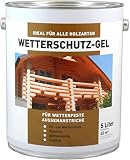 Wilckens Wetterschutzgel 5 Liter für alle Holzarten für Aussenanstrich Farbton Wählbar, Farbe:Palisander