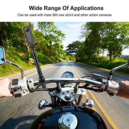 Puluz Motorcycle Bike Handlebar Mount Selfie Stick Long Pole For Gopro, Insta360, Action Camera Bracket Adapter Clamp Holder With Monopod Stand 11-44.7 Inch Adjustable Length #TOP5