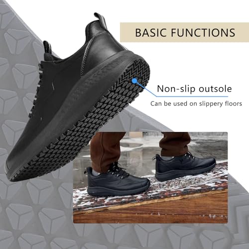 Non Slip Work Shoes for Men Slip on Waterproof Kitchen Chef Restaurant Walking Sneakers Comfortable Food Service Working Footwear Leather Nursing Shoe2