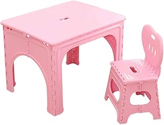 Juego de mesa y silla para niños, mesa y silla de estudio plegable multifuncional para niños, cómoda mesa y silla antideslizante, para niños de 3 a 10 años, leyendo, comiendo, jugando, estable /
